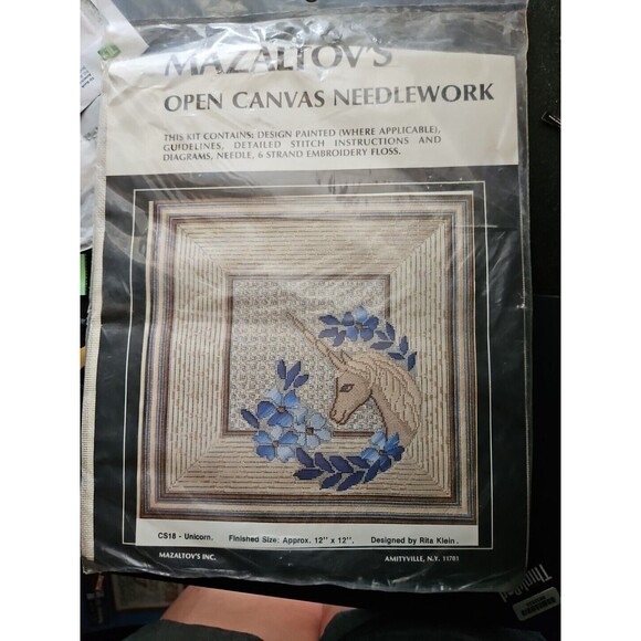 Mazaltov's Open Canvas Needlework Kit CS18 Unicorn Design By Rita Klein NIP - Picture 1 of 3